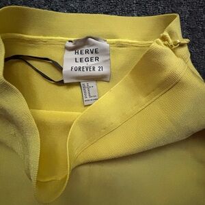 yellow Herve Leger x Forever 21 bandage midi skirt